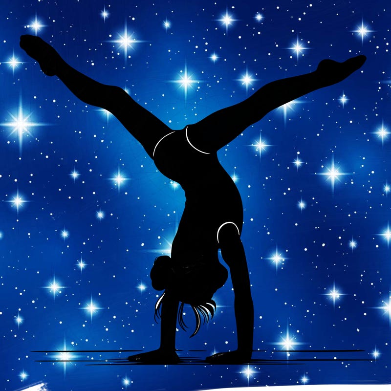 realistic gymnastic hand stand girl in four splits