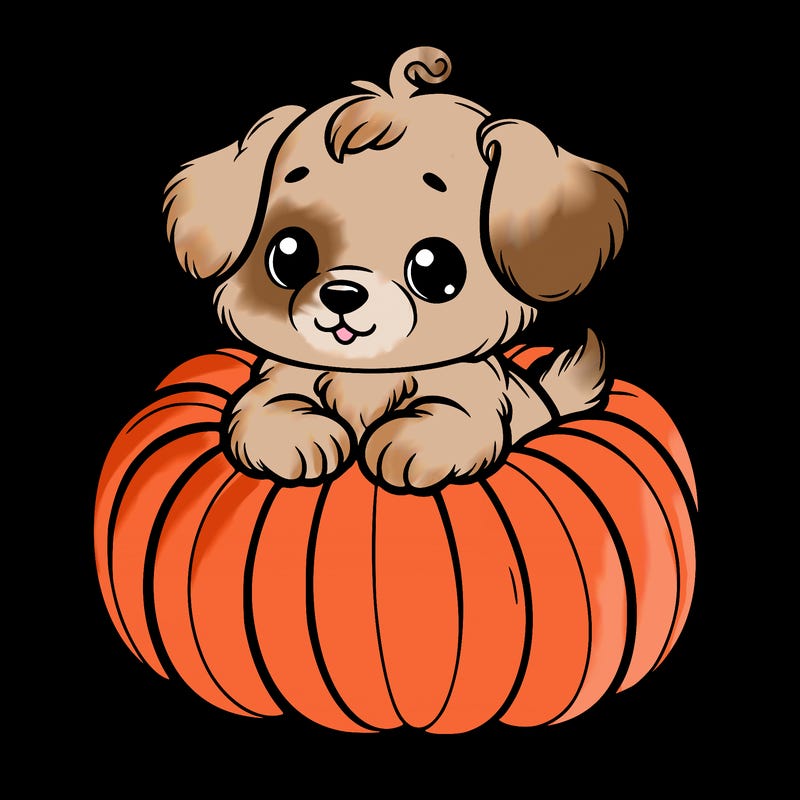 cute little puppy in a pumpkin