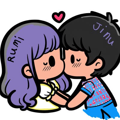 a girl and a boy kissing