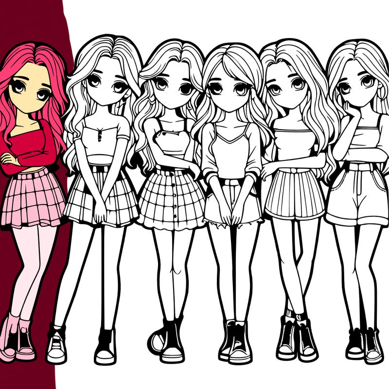 a group of girls realistic