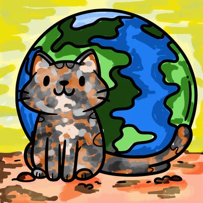 cat sitting on earth