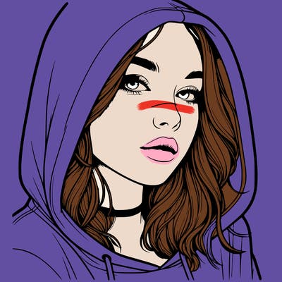 realistic girl with hood on