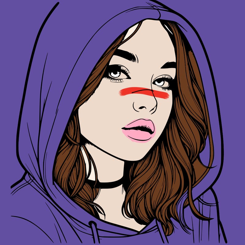 realistic girl with hood on