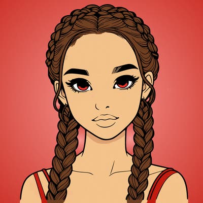 realistic girl with braids