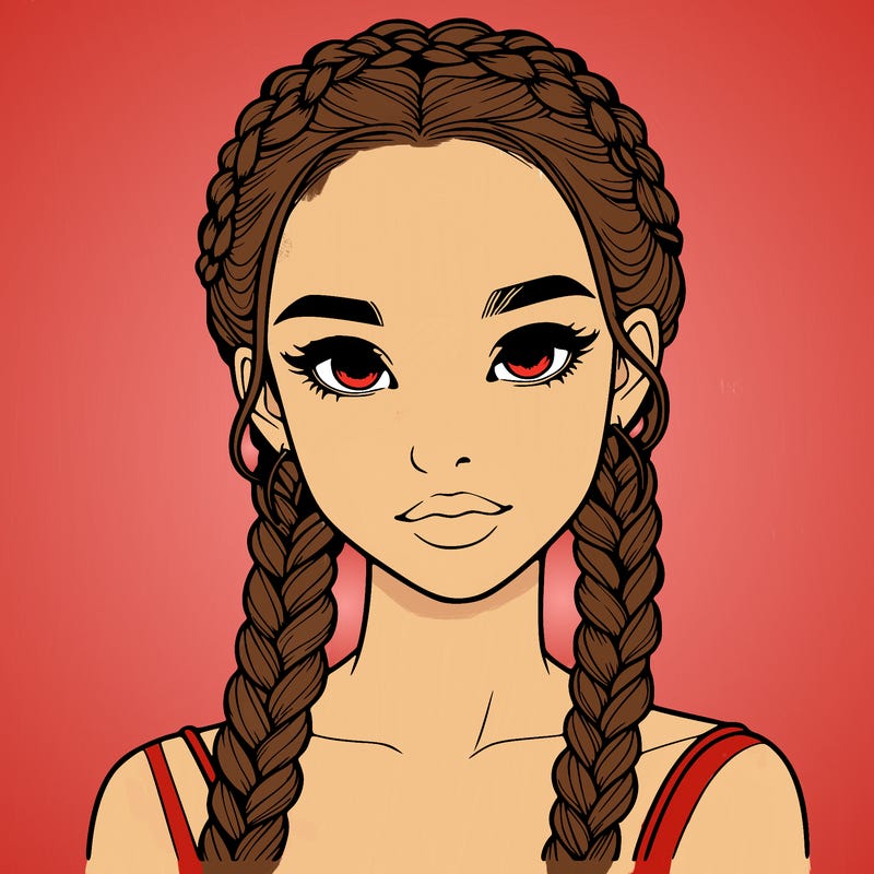 realistic girl with braids