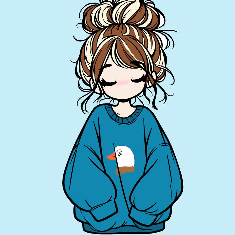 girl with baggy sweatshirt and messy bun