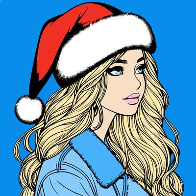 realistic girl in santa hat