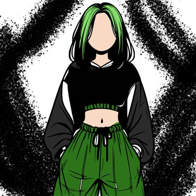 realistic girl faceless with baggy pants and a crop top