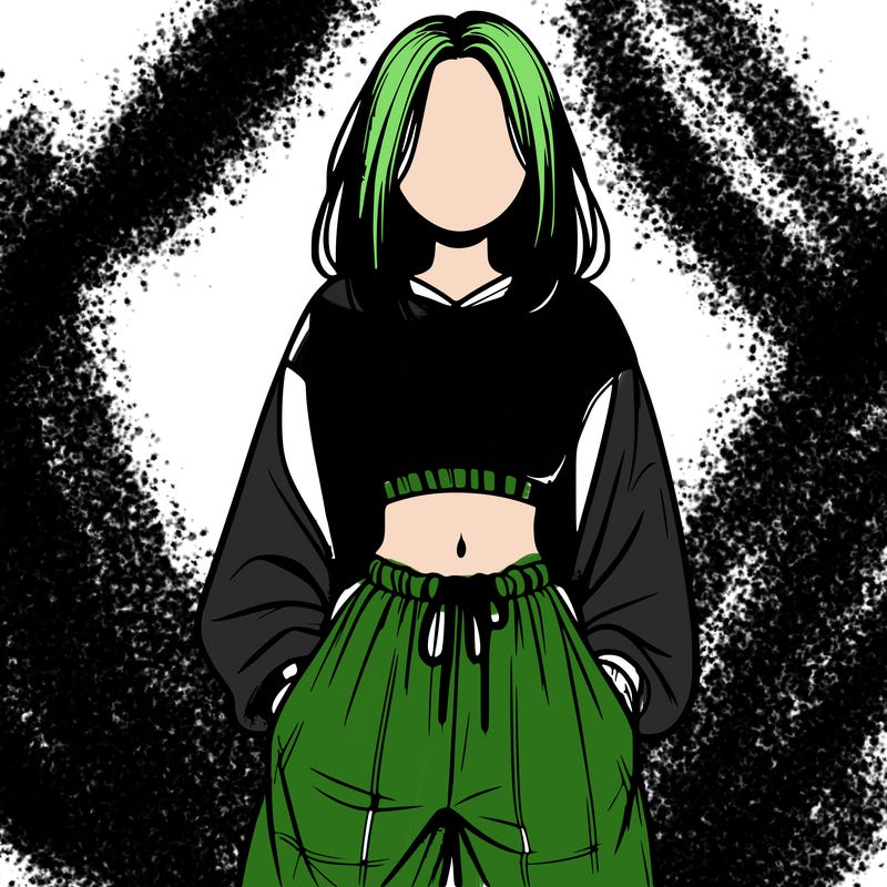 realistic girl faceless with baggy pants and a crop top