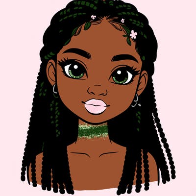 a realistic black girl with braids
