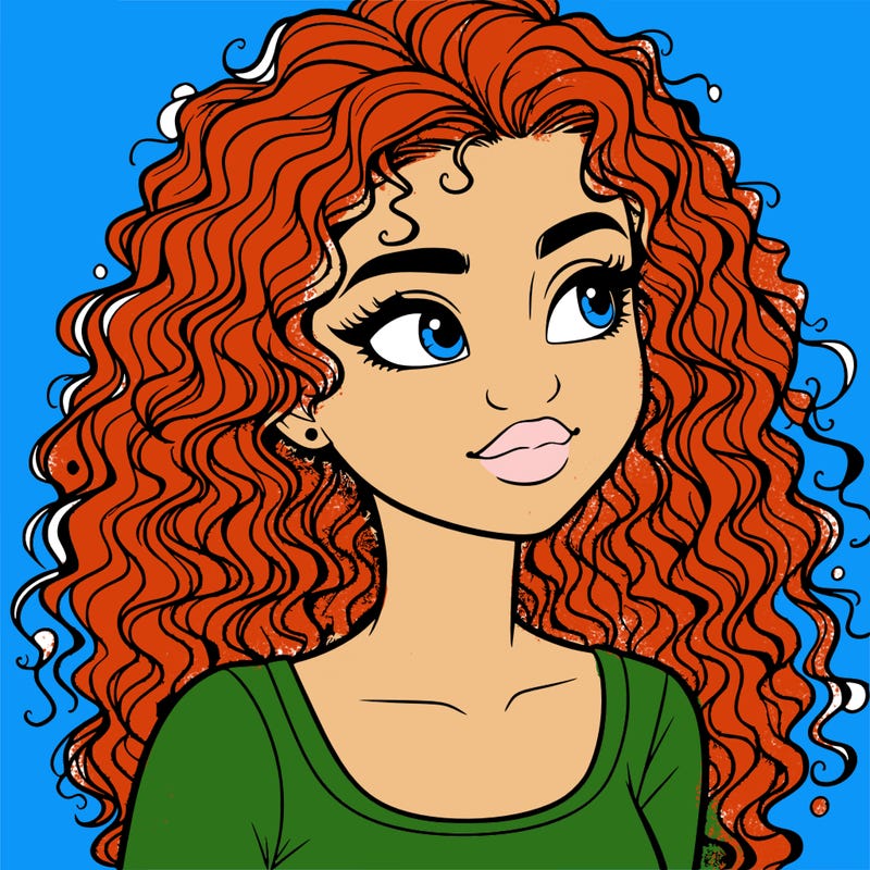 realistic girl with curly hair