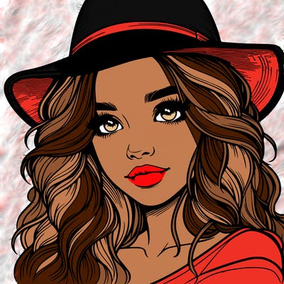 realistic girl with hat