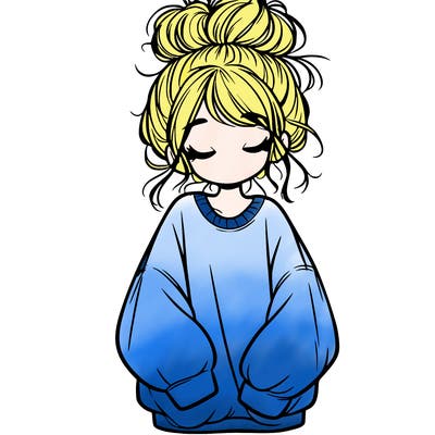 girl with baggy sweatshirt and messy bun