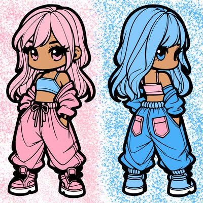 girl in crop top and baggy pants