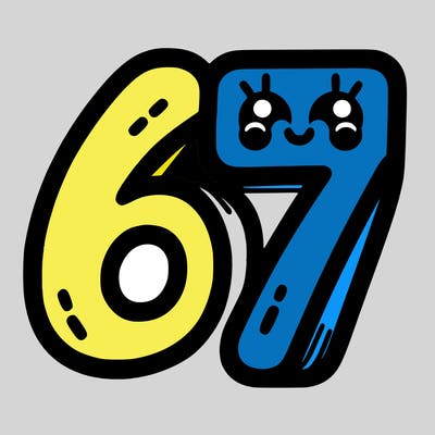 the numbers 67