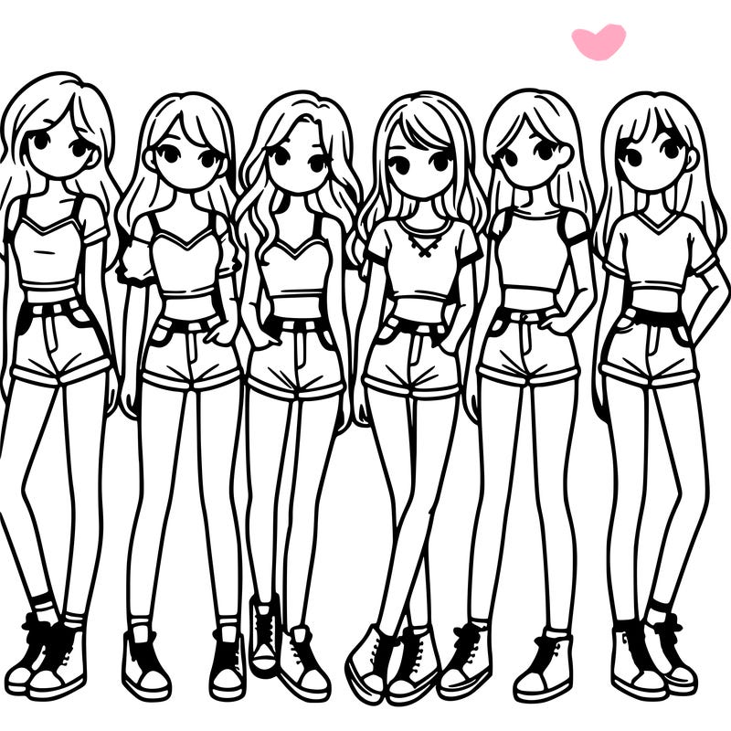 a group of girls wearing crop tops and shorts