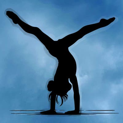 realistic gymnastic hand stand girl in four splits