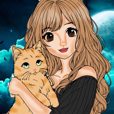 realistic girl holding a realistic cat
