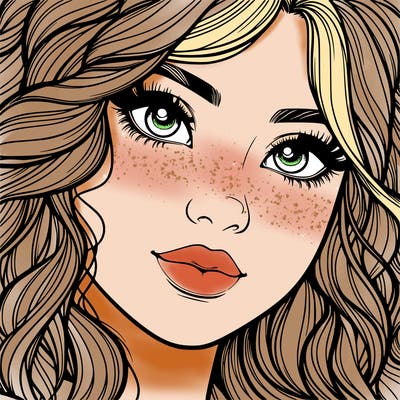 beautiful realistic girl close up to the camera with wavy hair,