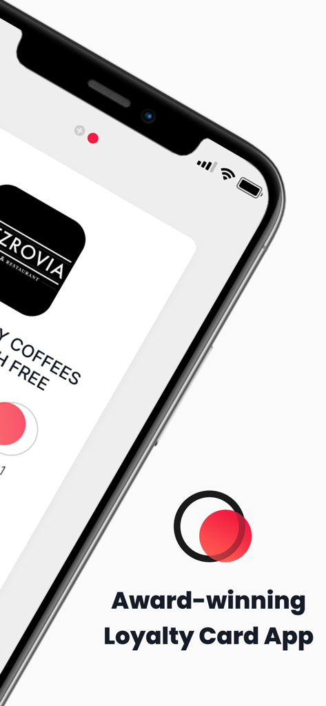 Uno smartphone che visualizza una tessera digitale per un'attività locale sull'app fedeltà Stamp Me.