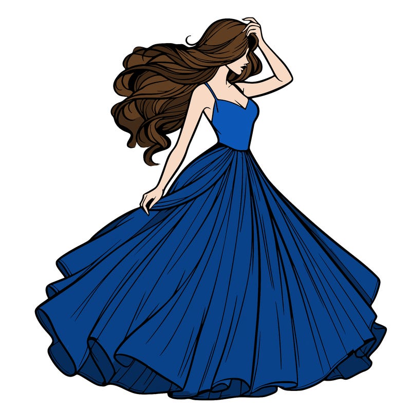 realistic woman with dress flowing in the wind