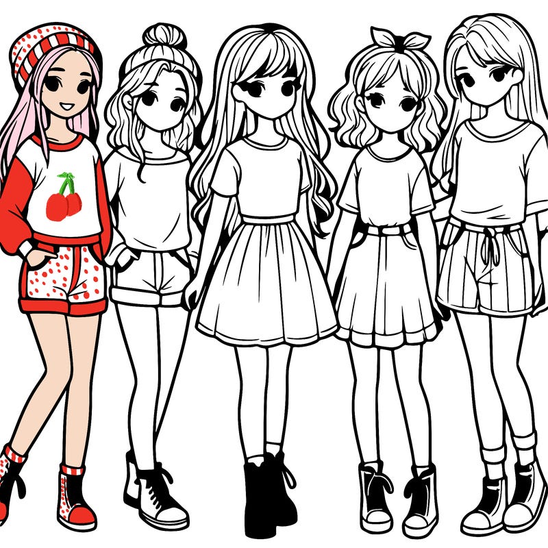 a group of five girls