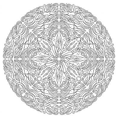 Explore the rhythmic beauty of swimming with this unique mandala design. Graceful freestyle swimmers are woven into an intricate, symmetrical pattern, inviting a serene coloring experience.