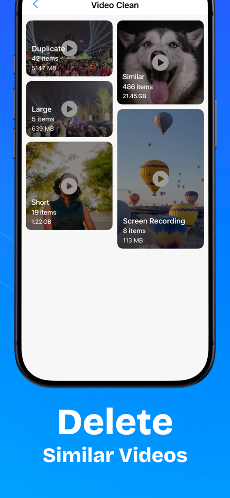 WaveGuard: Sound Clean - WaveGuard app interface for deleting similar and duplicate videos