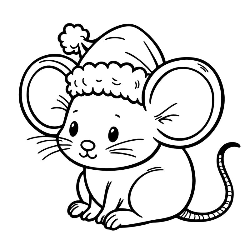 mouse with  a christmas hat on