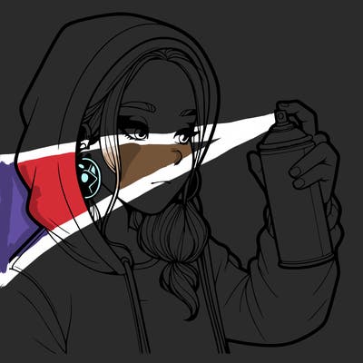 a realistic girl, spray painting