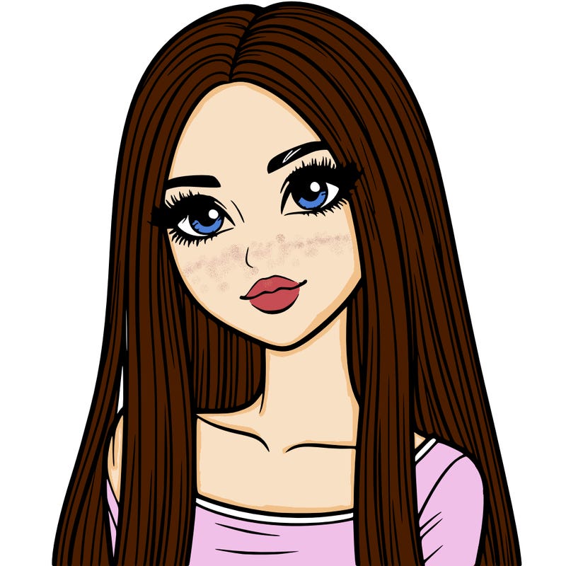 realistic girl with straight and long hair