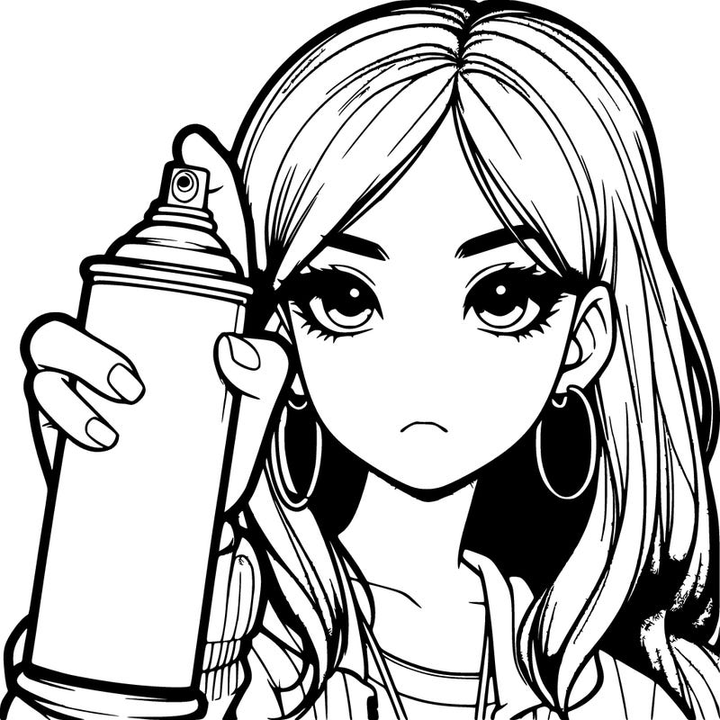 girl with spray can realistic