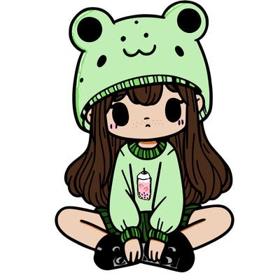 a girl wearing a frog hat and some frog socks