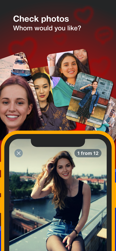 Interface of the Match and Meet dating app showing user profile photos for browsing