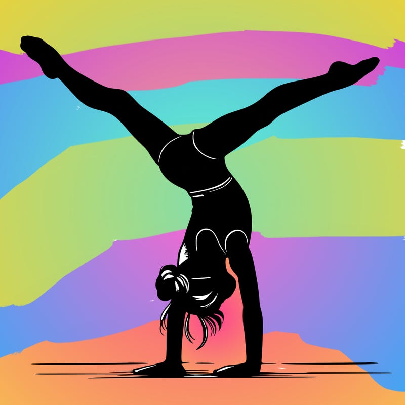 realistic gymnastic hand stand girl in four splits