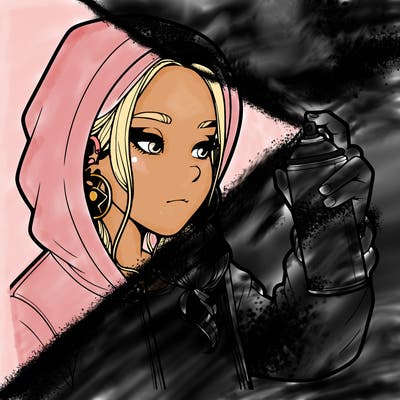 a realistic girl, spray painting