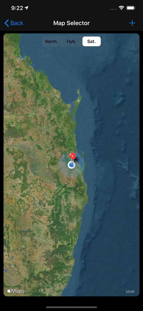 Geo Proximity Alarm - Satellite map view showing a geofence alert zone with a red pin