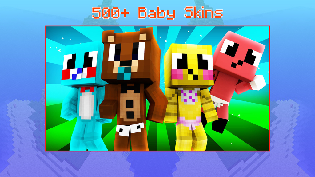 Baby Skins for Minecraft PE - Boy & Girl Skinseed - Four cute baby-style Minecraft skins featuring animal-inspired character designs