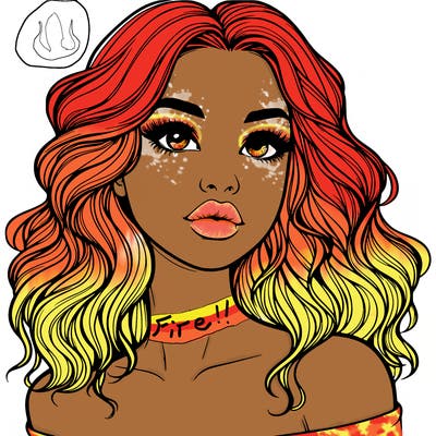 realistic girl with wavy hair and lips