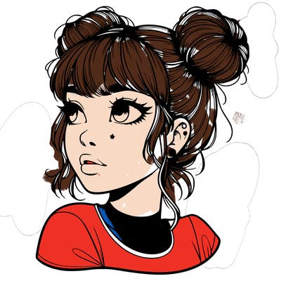 realistic girl with spacebuns