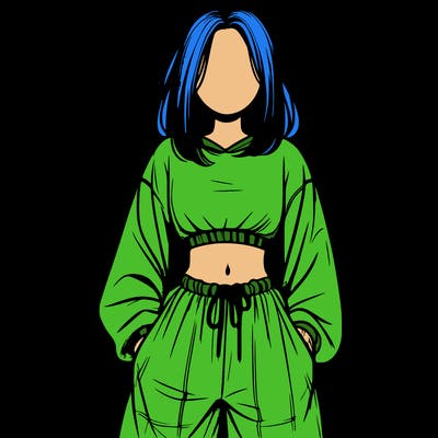 realistic girl faceless with baggy pants and a crop top