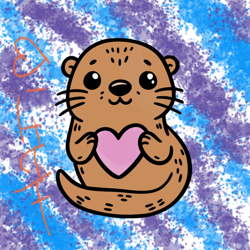 otter with a heart