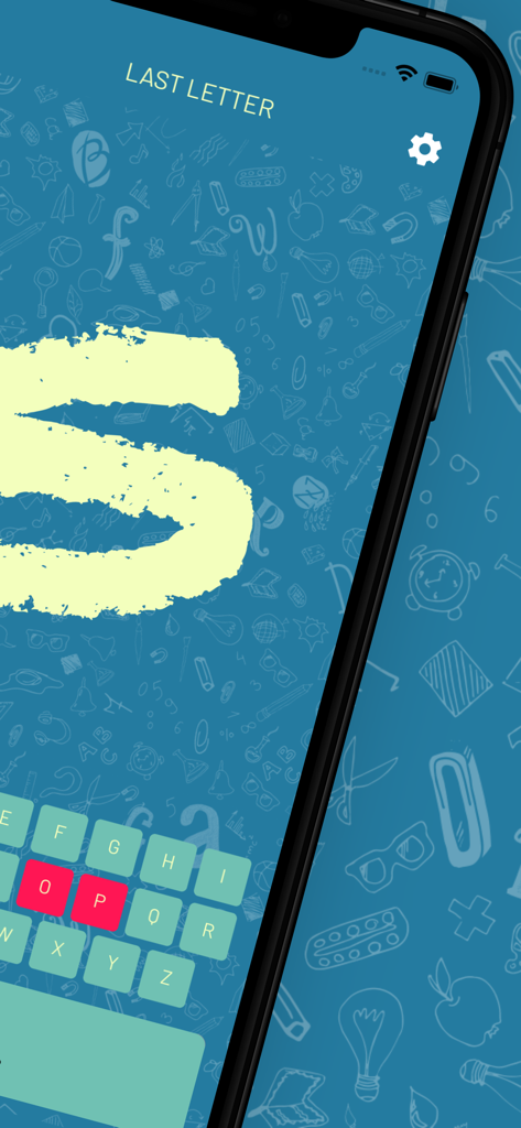 Interfaz de la aplicación móvil que muestra la última letra sacada y una cuadrícula que rastrea las letras usadas para juegos de palabras