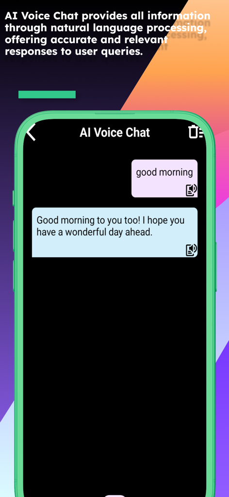 AI Voice Chat screen in the English Turkmen Translator app