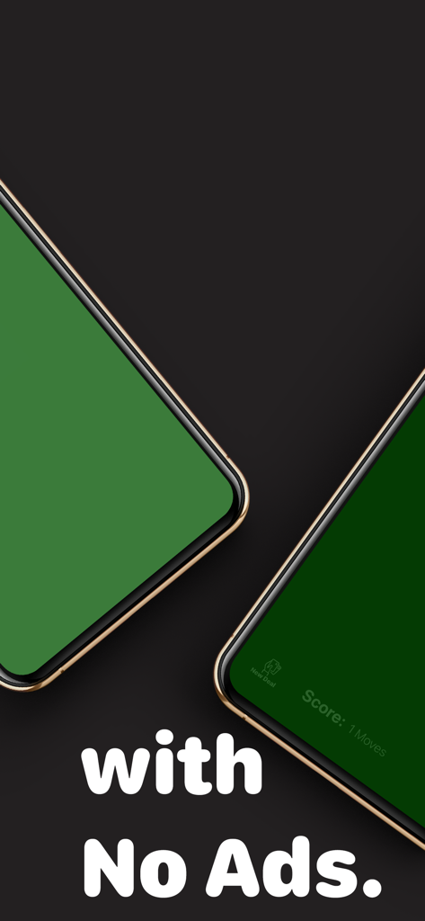A promotional screenshot for No Ads Solitaire showing the game interface on two mobile devices with the text with No Ads