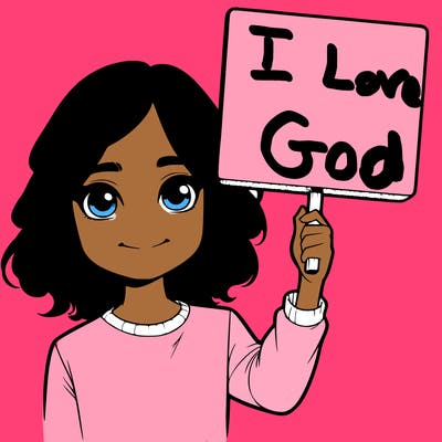 realistic girl holding up a sign