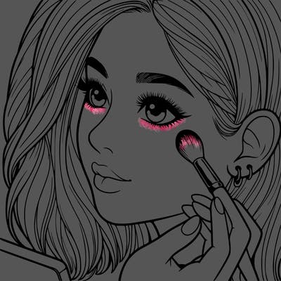 a realistic girl doing her makeup