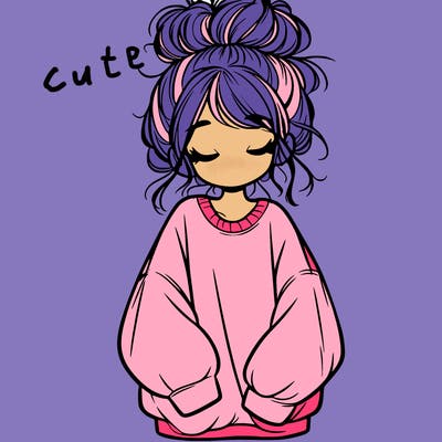 girl with baggy sweatshirt and messy bun