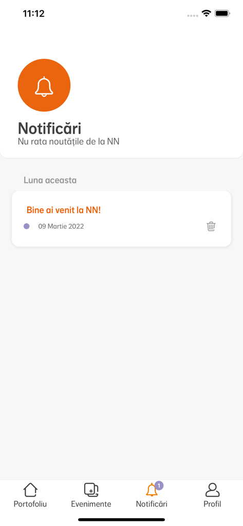 NN Direct - NN Directアプリの通知センター、ウェルカムメッセージを表示