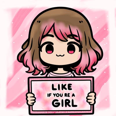 a cute girl holding a sign that says like if you’re a girl